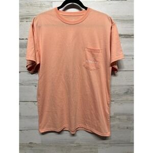 Properly Tied Pocket Tee Mens Medium Peach Blue Crab Graphic Pima Cotton GUC